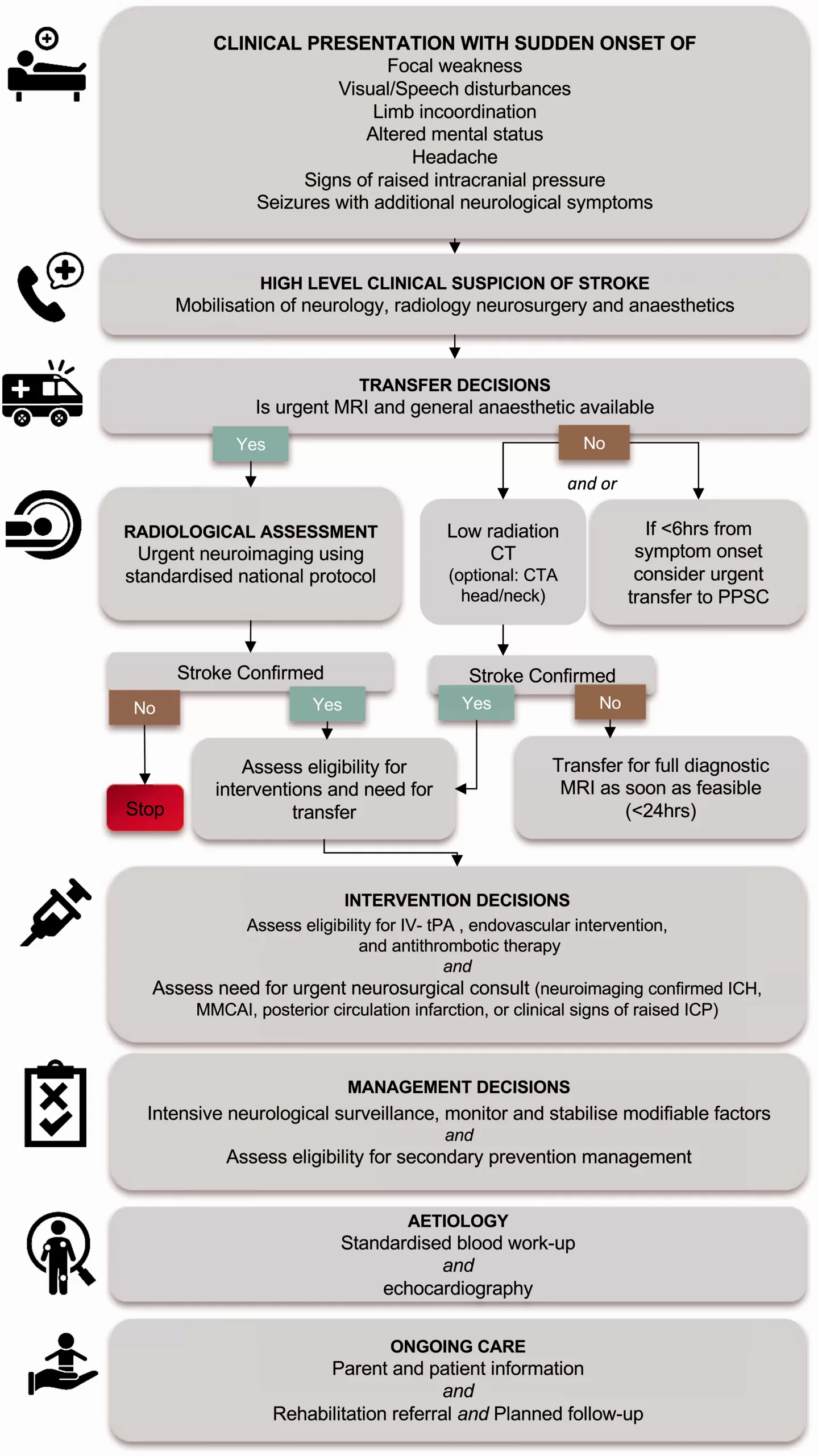 Quick Reference Guide for the diagnosis and acute management of paediatric stroke.